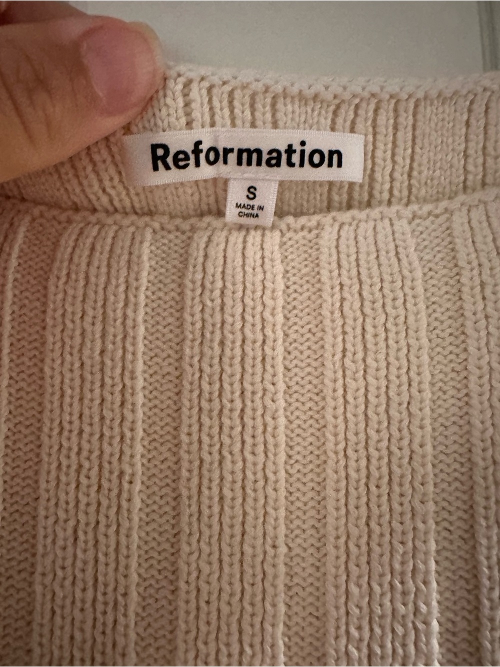 Reformation Cream Ribbed Mini Dress - Picture 2 of 3